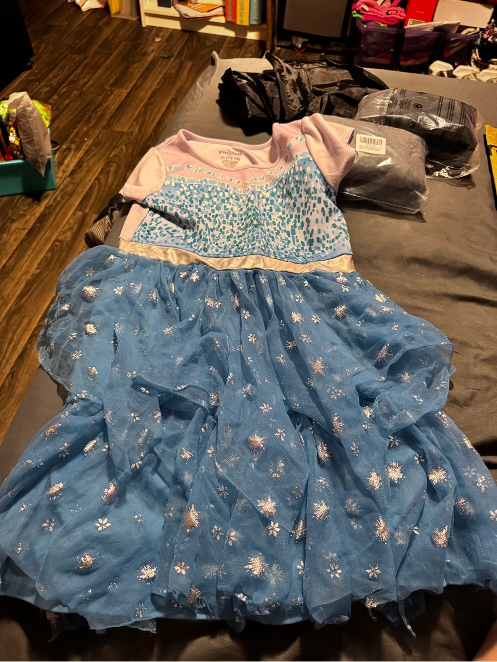 Girls' Blue and Light Pink Sparkle Tulle Party Dress